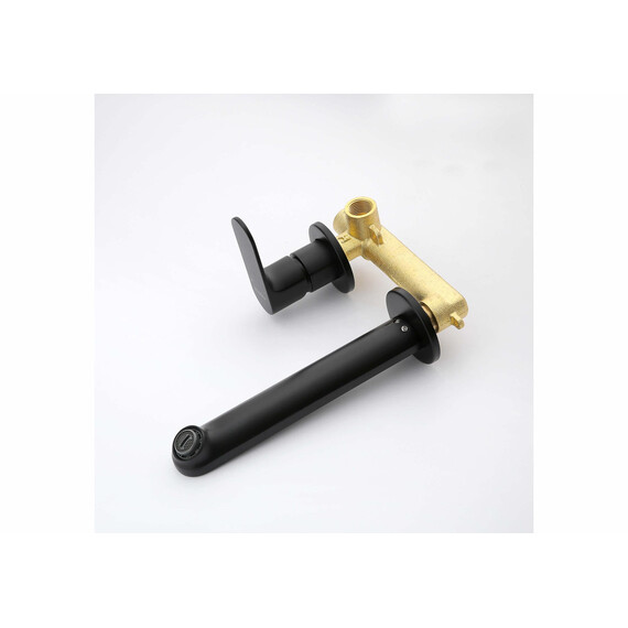 Смеситель для раковины настенный Aquatek Альфа AQ1913MB (со скрытой частью) чёрный матовый фото 7