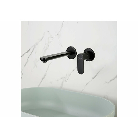 Смеситель для раковины настенный Aquatek Альфа AQ1913MB (со скрытой частью) чёрный матовый фото 3