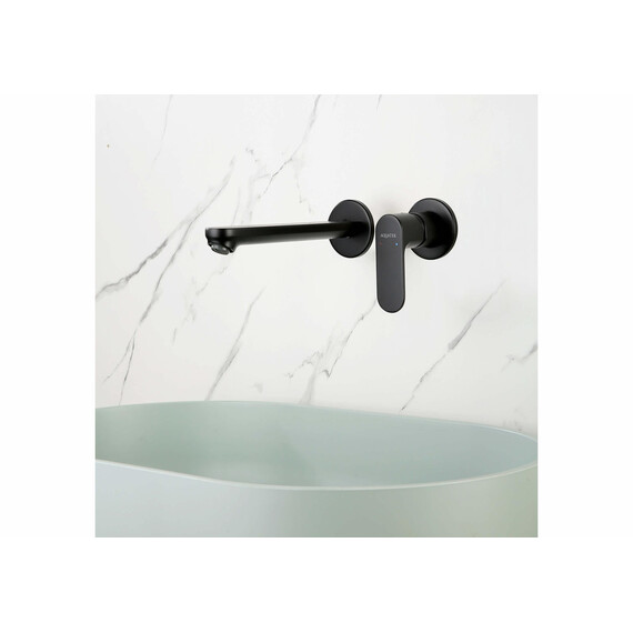 Смеситель для раковины настенный Aquatek Альфа AQ1913MB (со скрытой частью) чёрный матовый фото 4