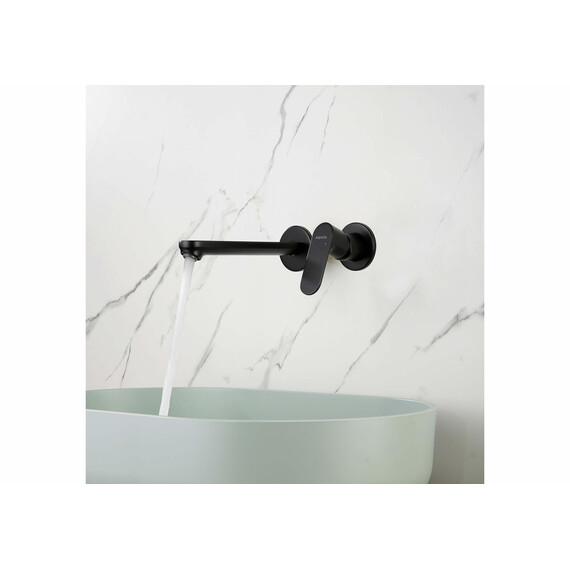 Смеситель для раковины настенный Aquatek Альфа AQ1913MB (со скрытой частью) чёрный матовый фото 5