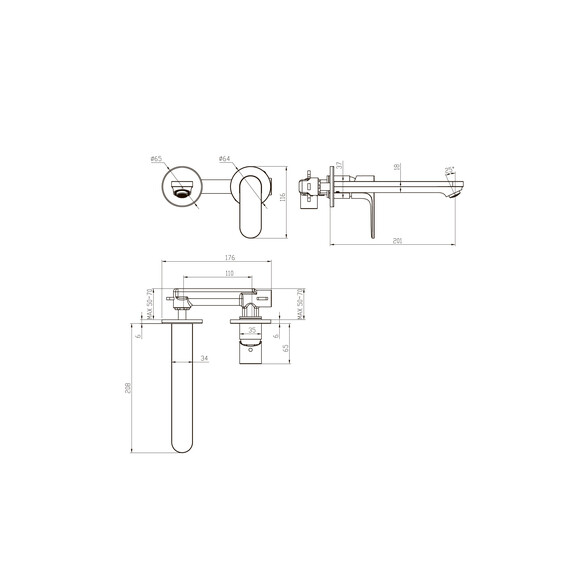 Смеситель для раковины настенный Aquatek Альфа AQ1913MB (со скрытой частью) чёрный матовый фото 9