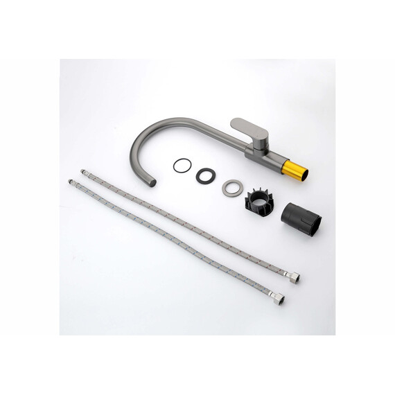 Смеситель для кухни Aquatek Альфа AQ1982BGM, оружейная сталь фото 9