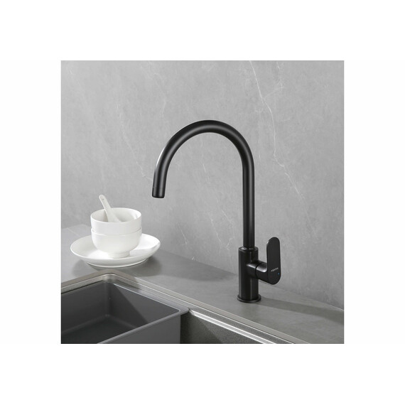 Смеситель для кухни Aquatek Альфа AQ1982MB, чёрный матовый фото 4