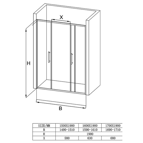 Душевая дверь Loranto 160 см CS-AB04S-160, сатин/прозрачное фото 6