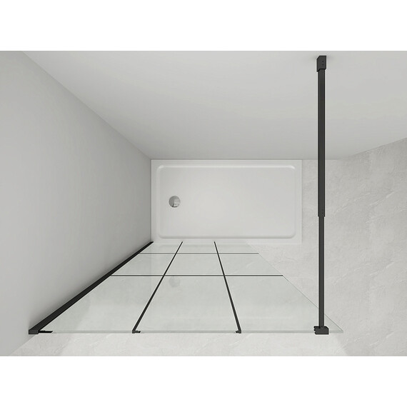 Душевая перегородка Loranto Walk-in 100 см CS-W02B-100 (стекло 8 мм) чёрный матовый/прозрачное "Лофт клетка" фото 2