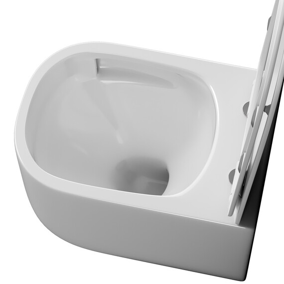 Унитаз подвесной с ультратонким ободком Grossman Thin Rim GR-5605SQ с тонкой крышкой микролифт (Система смыва торнадо) фото 4