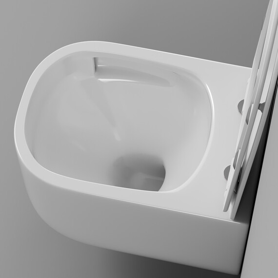 Унитаз подвесной с ультратонким ободком Grossman Thin Rim GR-5605SQ с тонкой крышкой микролифт (Система смыва торнадо) фото 8