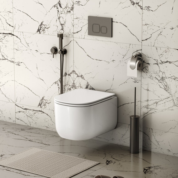 Унитаз подвесной с ультратонким ободком Grossman Thin Rim GR-5605SQ с тонкой крышкой микролифт (Система смыва торнадо) фото 9