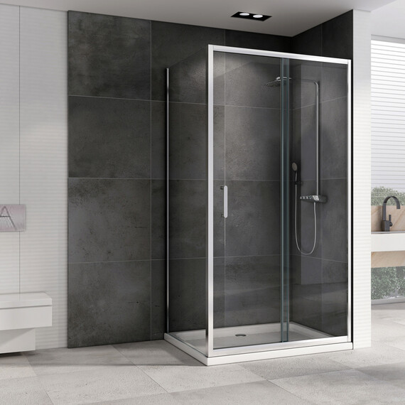 Душевое ограждение Abber Schwarzer Diamant 140х90 см AG301405-S905, хром/прозрачное фото 2