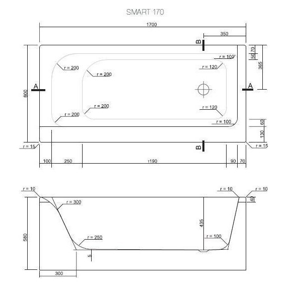Ванна акриловая Cersanit SMART R 170x80 см - 6 Ванна акриловая Cersanit SMART R 170x80 см фото 6
