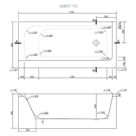 Ванна акриловая Cersanit SMART L 170x80 см - 5 Ванна акриловая Cersanit SMART L 170x80 см фото 5