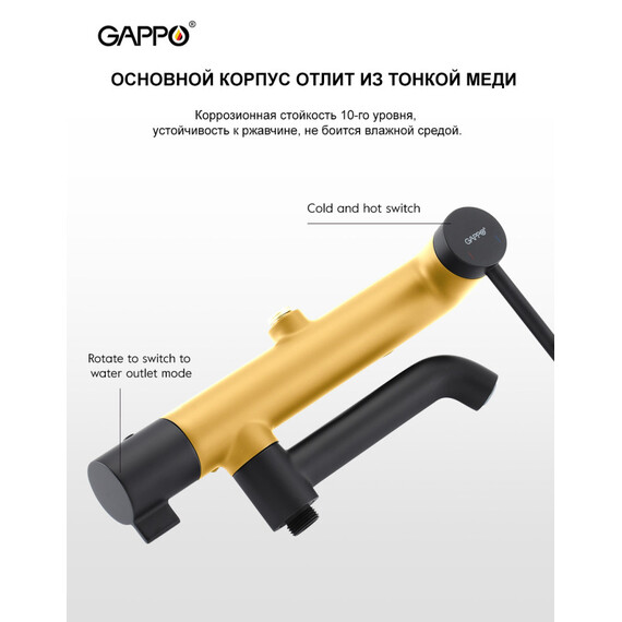 Душевая стойка Gappo G06-6 G2406-6, чёрный, Цвет производителя: чёрный фото 7