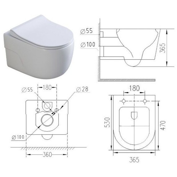 Унитаз подвесной безободковый Art&Max Verona AM012CHRT/SC с тонкой крышкой микролифт фото 12