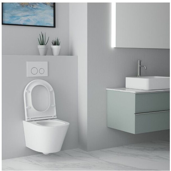 Унитаз подвесной безободковый Art&Max Bari AM822-V/SC с тонкой крышкой микролифт фото 9