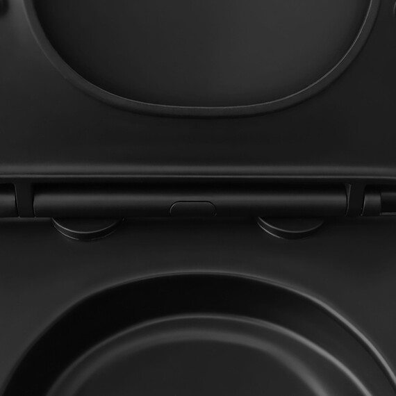 Унитаз подвесной безободковый Azario Ines Black AZ-W03-SB с тонкой крышкой микролифт (система смыва Торнадо) чёрный матовый фото 3