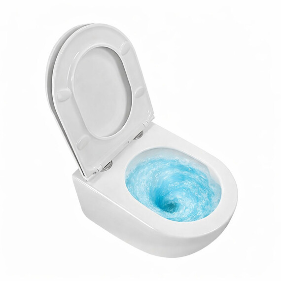 Унитаз подвесной безободковый Azario Ines White AZ-W03-SW с тонкой крышкой микролифт (система смыва Торнадо) фото 8