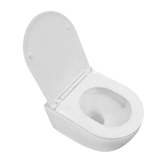 Унитаз подвесной безободковый Azario Ines White AZ-W03-SW с тонкой крышкой микролифт (система смыва Торнадо) фото 5