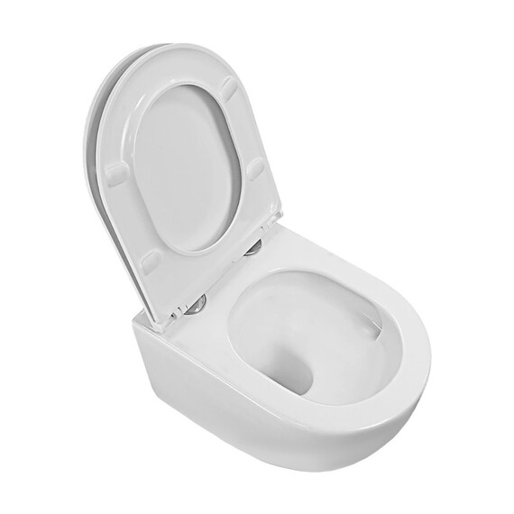 Унитаз подвесной безободковый Azario Ines White AZ-W03-SW с тонкой крышкой микролифт (система смыва Торнадо) фото 6