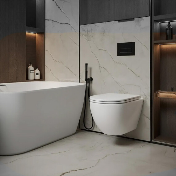 Унитаз подвесной безободковый Azario Ines White AZ-W03-SW с тонкой крышкой микролифт (система смыва Торнадо) фото 10