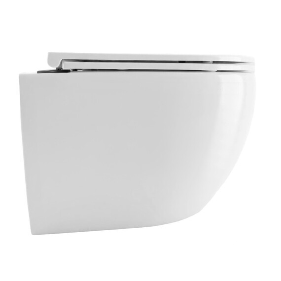 Унитаз подвесной безободковый Azario Ines White AZ-W03-SW с тонкой крышкой микролифт (система смыва Торнадо) фото 2