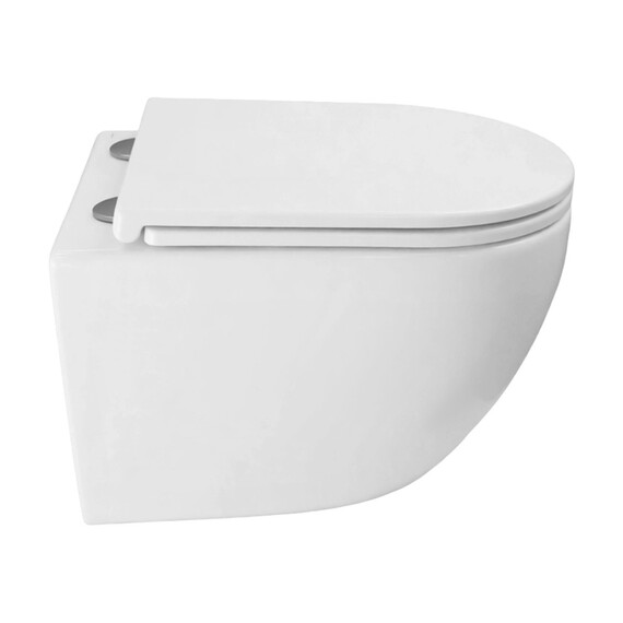 Унитаз подвесной безободковый Azario Ines White AZ-W03-SW с тонкой крышкой микролифт (система смыва Торнадо) фото 3