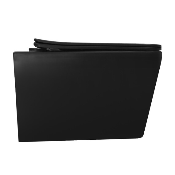 Унитаз подвесной безободковый Azario Dezi Black AZ-W05-SB с тонкой крышкой микролифт (система смыва Торнадо) чёрный матовый фото 2