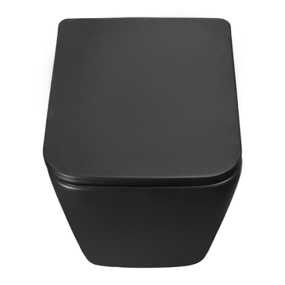 Унитаз подвесной безободковый Azario Dezi Black AZ-W05-SB с тонкой крышкой микролифт (система смыва Торнадо) чёрный матовый фото 5