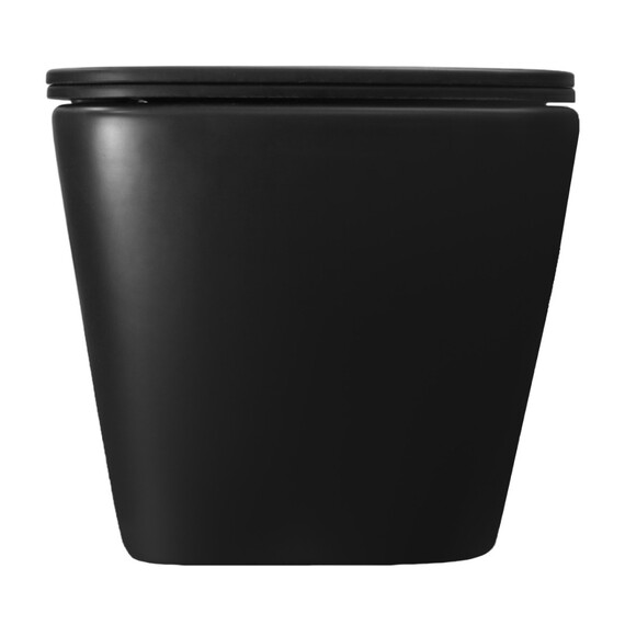 Унитаз подвесной безободковый Azario Dezi Black AZ-W05-SB с тонкой крышкой микролифт (система смыва Торнадо) чёрный матовый фото 3