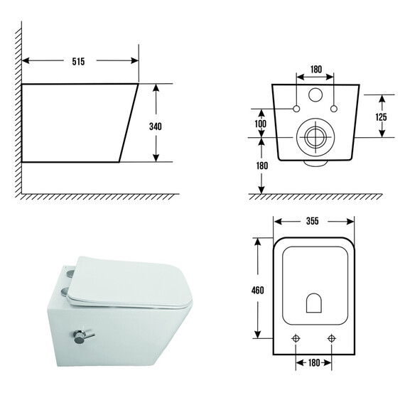 Унитаз-биде подвесной безободковый Azario Dezi White BD AZ-W05-SWBD с тонкой крышкой микролифт фото 12