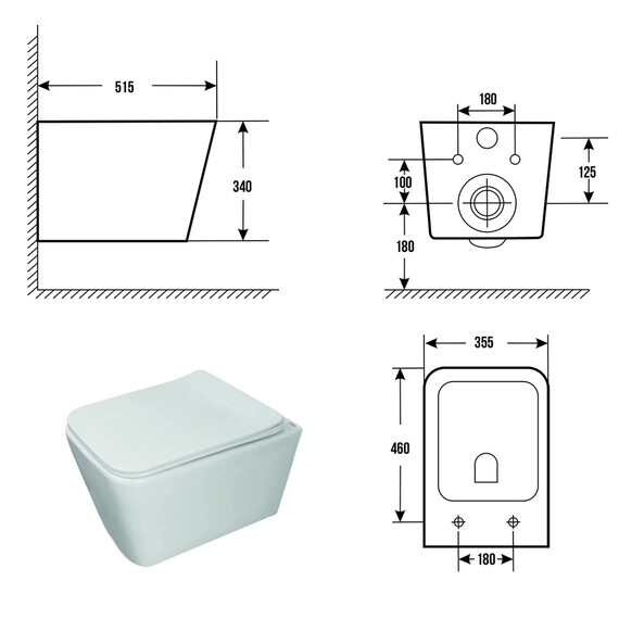 Унитаз подвесной безободковый Azario Dezi White AZ-W05-SW с тонкой крышкой микролифт (система смыва Торнадо) фото 16