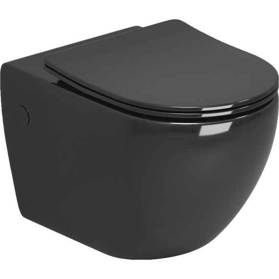 Унитаз подвесной безободковый Grossman Color GR-4411blackS с крышкой микролифт, чёрный глянцевый, Цвет производителя: чёрный фото 