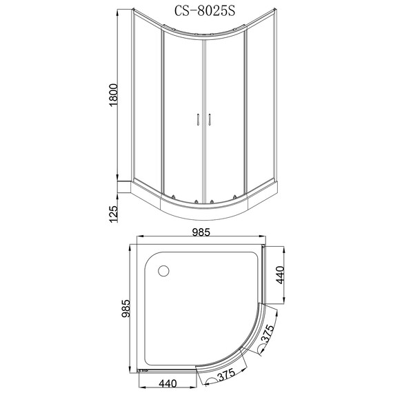 Душевое ограждение Loranto CS-8025S 100х100 см, сатин/матовое фото 3