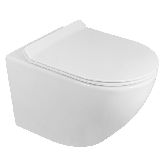 Унитаз подвесной безободковый Azario Grado AZ-0046-N с тонкой крышкой микролифт, Цвет производителя: белый фото 2