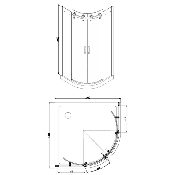 Душевое ограждение Azario Ottawa AZ-NKE2142 100х100 см (стекло 8 мм) алюминий/прозрачное фото 3