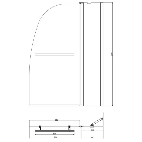 Шторка для ванны AZARIO AZ-142TB 100х140 см, хром/прозрачное фото 7