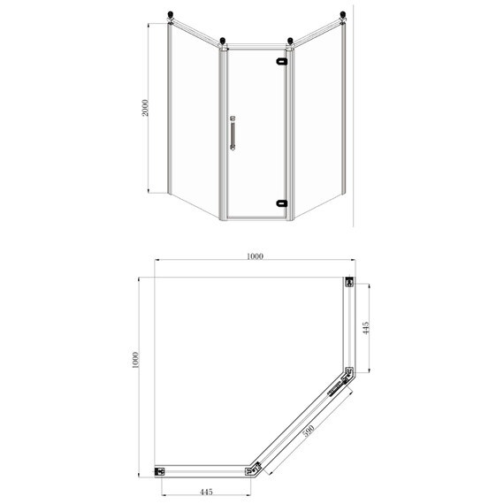 Душевое ограждение Azario Ontario AZ-NBB3231 100х100 см (стекло 8 мм) золото/прозрачное фото 3