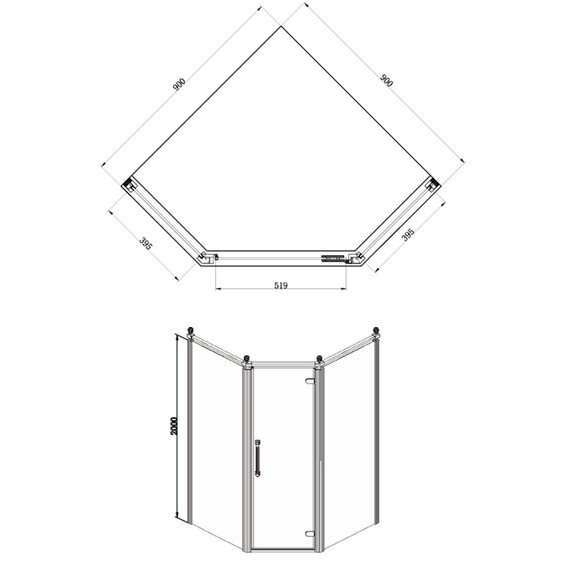 Душевое ограждение Azario Ontario AZ-NBB3231 90х90 см (стекло 8 мм) золото/прозрачное фото 3