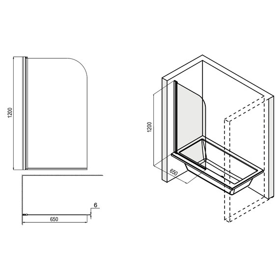 Шторка для ванны Loranto CS-F01 65х120 см, хром/прозрачное фото 3