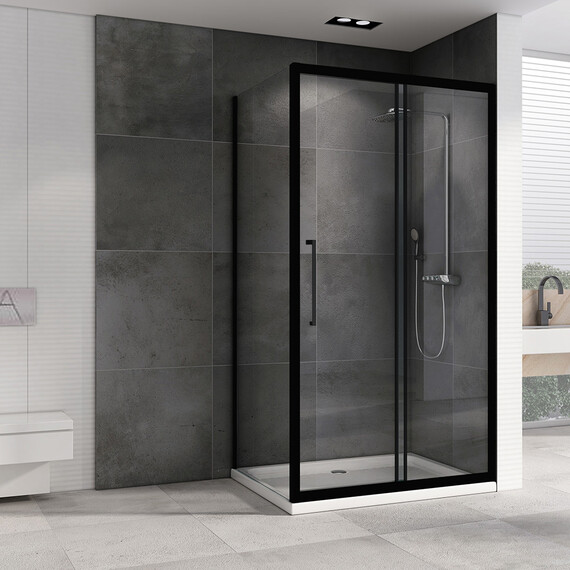 Душевое ограждение Abber Schwarzer Diamant 160х75 см AG30160BH-S75B, чёрный/прозрачное фото 2