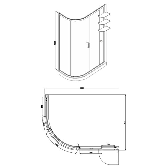Душевое ограждение Azario Victoria AZ-NNQ2131-1-L 120х90 см (стекло 8 мм) хром/прозрачное фото 3