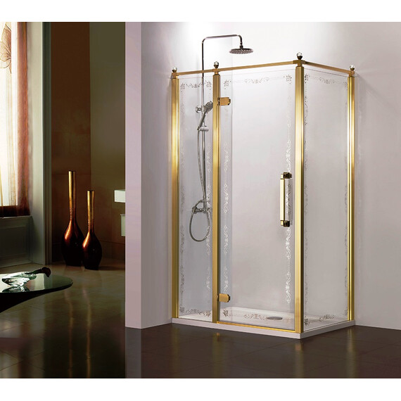Душевое ограждение Azario Ontario AZ-NBB1231-L 120х90 см (стекло 8 мм) золото/прозрачное/узор фото 2