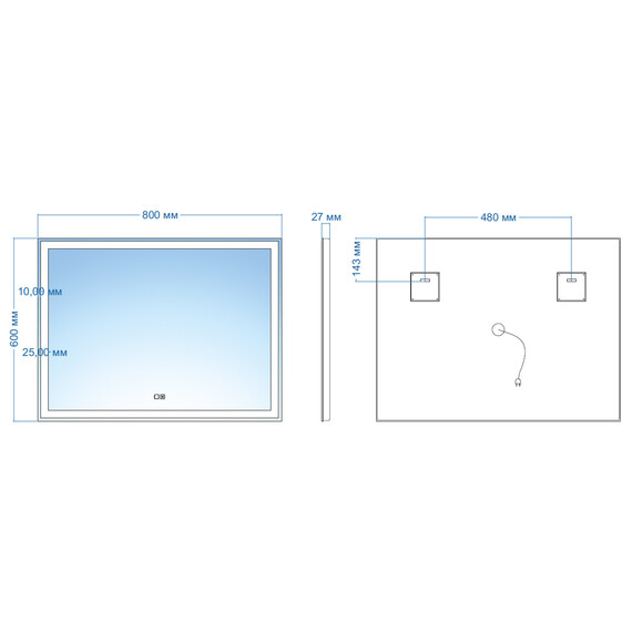 Зеркало Azario Ливия Led 80 см фото 3