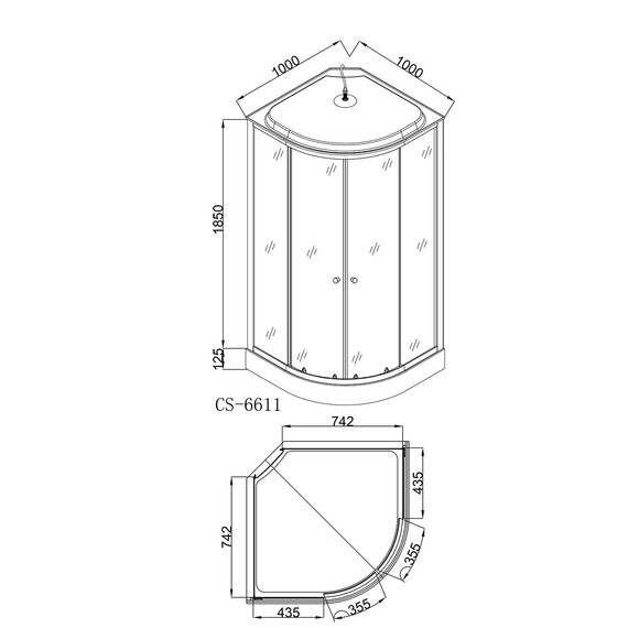 Душевая кабина Loranto CS-6611 G 100х100 см, хром/тонированное фото 3