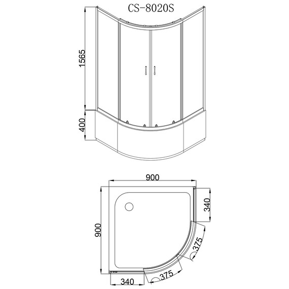Душевое ограждение Loranto CS-8020S 90х90 см, сатин/матовое фото 3