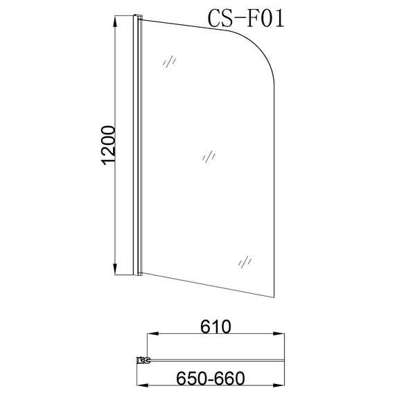 Шторка для ванны Loranto CS-F01 65х120 см, хром/прозрачное фото 4