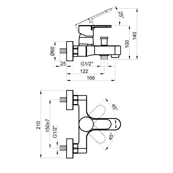 Смеситель для ванны Azario Tevis AZ-15490501 фото 3