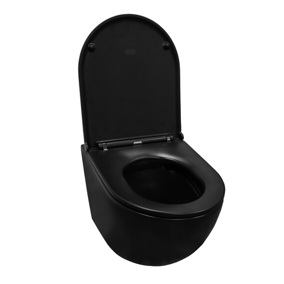 Унитаз подвесной безободковый Azario Grado AZ-0046N-MB с крышкой микролифт, чёрный матовый, Цвет производителя: чёрный матовый фото 3