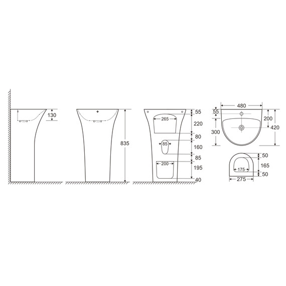 Раковина напольная Azario Fretta Round 48 см фото 9