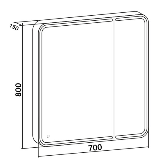 Зеркало-шкаф Azario Adriana 1Л Led 70 см фото 4