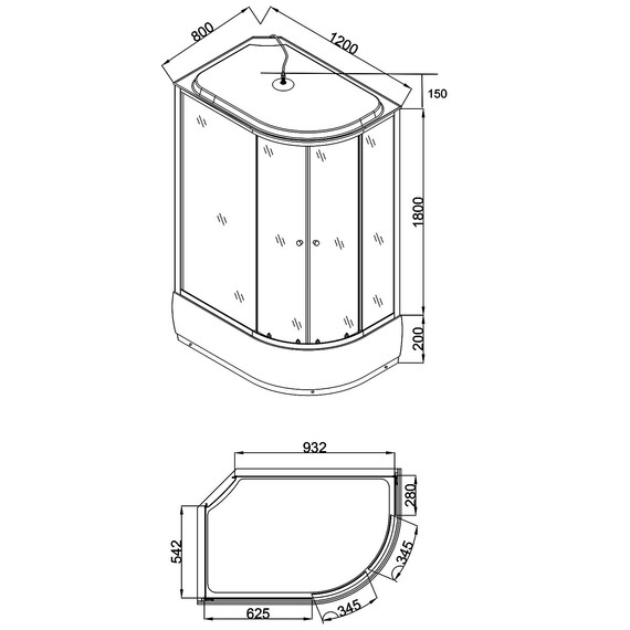 Душевая кабина Loranto 120х80 см CS-66120-20L GB 120, черный/серое фото 3